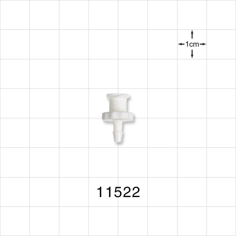 Female Luer Lock, Barbed, White - Fits 3/32 inch ID Tubing (0.094 inch, 2.38 mm) - 11522