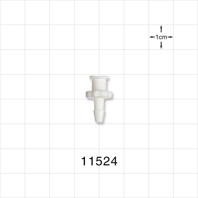 Female Luer Lock, Barbed, White - Fits 1/8 inch ID Tubing (0.125 inch, 3.18 mm) - 11524