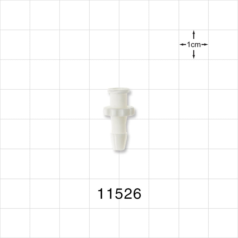 Female Luer Lock, Barbed, White - Fits 5/32 inch ID Tubing (0.156 inch, 3.97 mm) - 11526