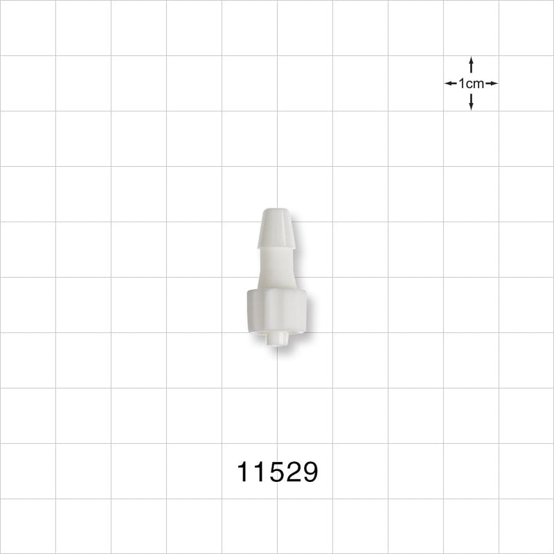 Male Luer Lock, Barbed, White - Fits 3/16 inch ID Tubing (0.188 inch, 4.76 mm) - 11529