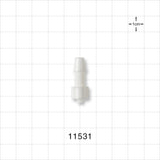 Male Luer Lock, Barbed, White - Fits 1/4 inch ID Tubing (0.25 inch, 6.35 mm) - 11531