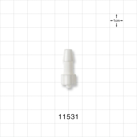 Male Luer Lock, Barbed, White - Fits 1/4 inch ID Tubing (0.25 inch, 6.35 mm) - 11531