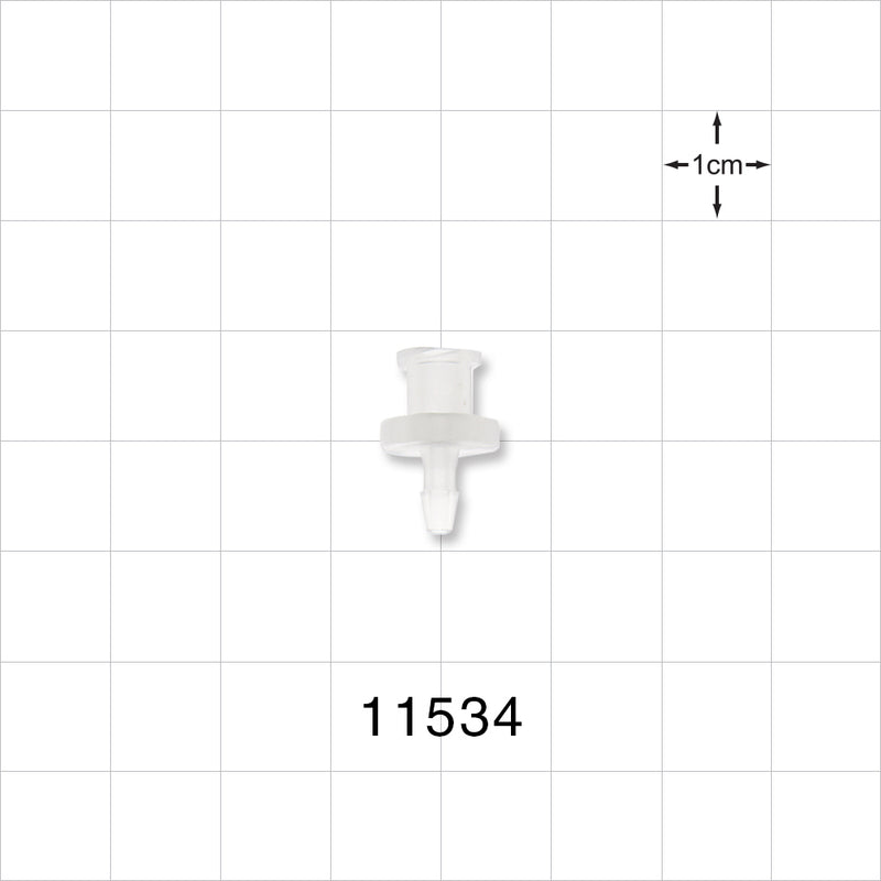 Female Luer Lock, Barbed, Natural - Fits 3/32 inch ID Tubing (0.094 inch, 2.38 mm) - 11534