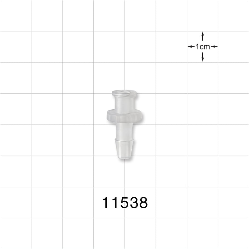 Female Luer Lock, Barbed, Natural - Fits 5/32 inch ID Tubing (0.156 inch, 3.97 mm) - 11538