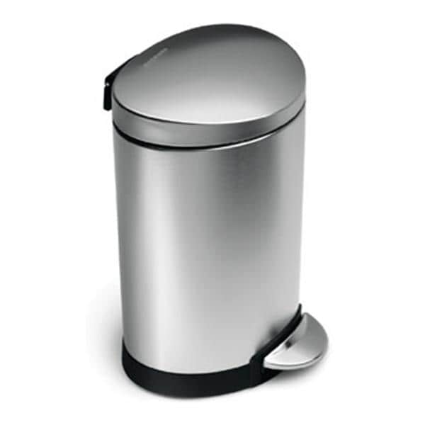 SimpleHuman LLC 1.6 Gallon Semi-Round Step Trash Can Brushed Stainless Steel 6/Package - CW1834