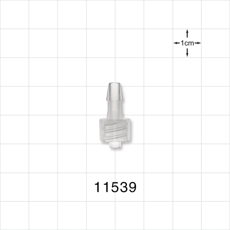 Male Luer Lock, Barbed, Natural - Fits 5/32 inch ID Tubing (0.156 inch, 3.97 mm) - 11539