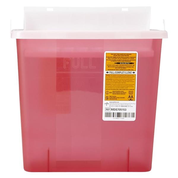 Medline Industries Inc -Sharps Container 5qt Translucent Red 23.25x19.25x12.25" Ld Lk Ld Plstc 20/Case MDS705153