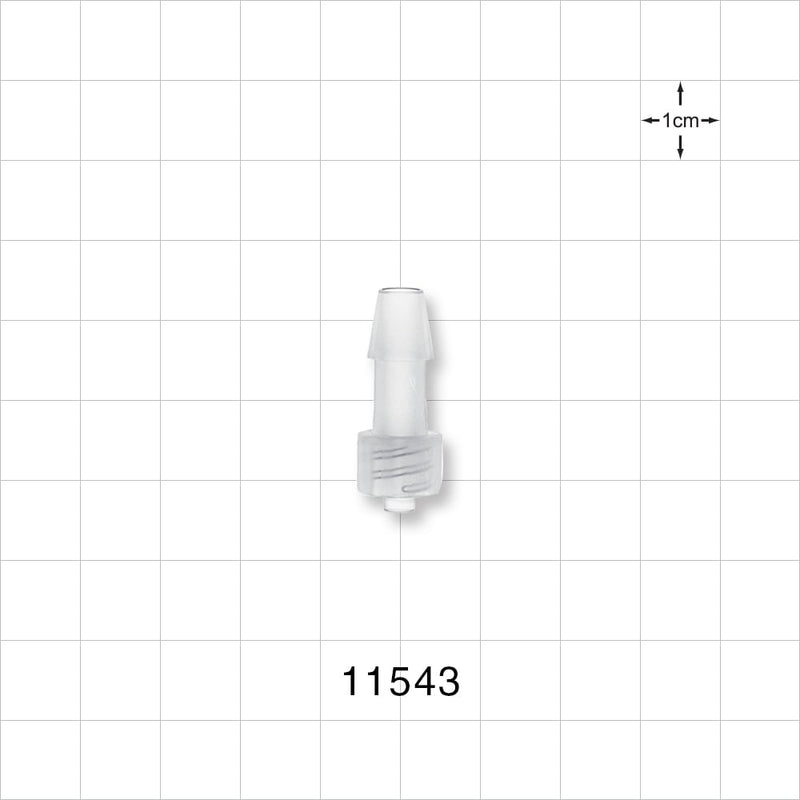 Male Luer Lock, Barbed, Natural - Fits 1/4 inch ID Tubing (0.25 inch, 6.35 mm) - 11543