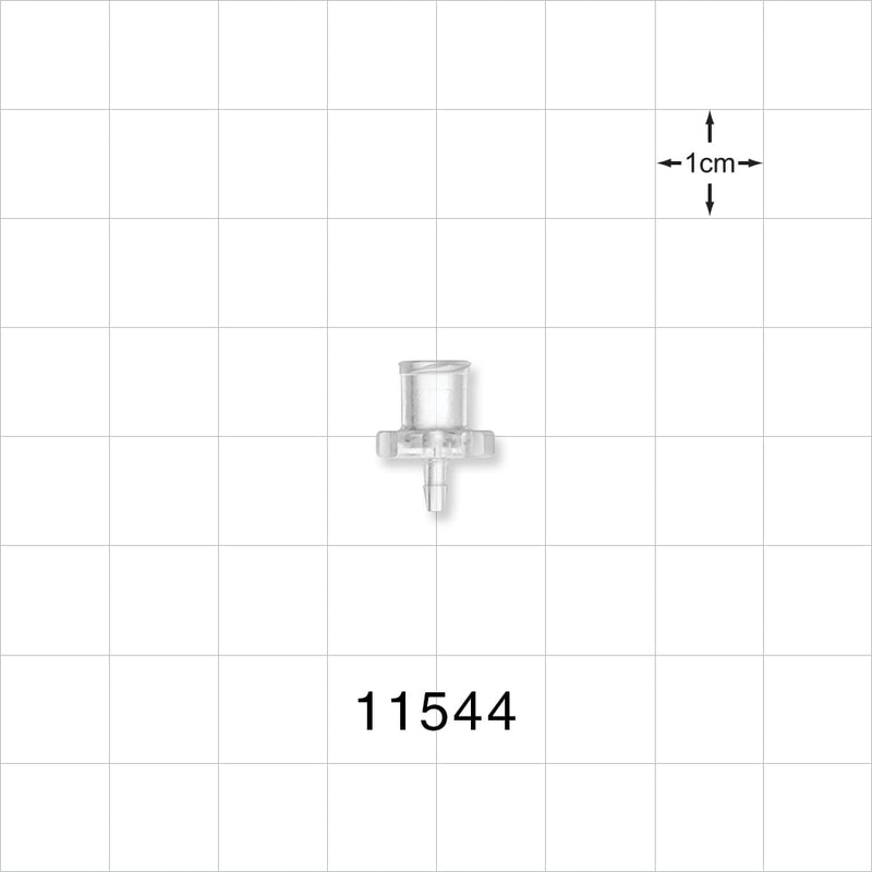 Female Luer Lock, Barbed, Clear - Fits 1/16 inch ID Tubing (0.063 inch, 1.59 mm) - 11544