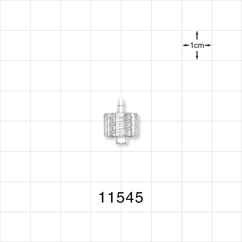 Male Luer Lock, Barbed, Clear - Fits 1/16 inch ID Tubing (0.063 inch, 1.59 mm) - 11545