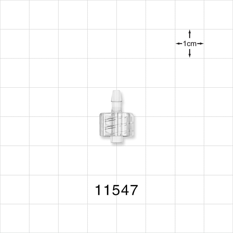 Male Luer Lock, Barbed, Clear - Fits 3/32 inch ID Tubing (0.094 inch, 2.38 mm) - 11547