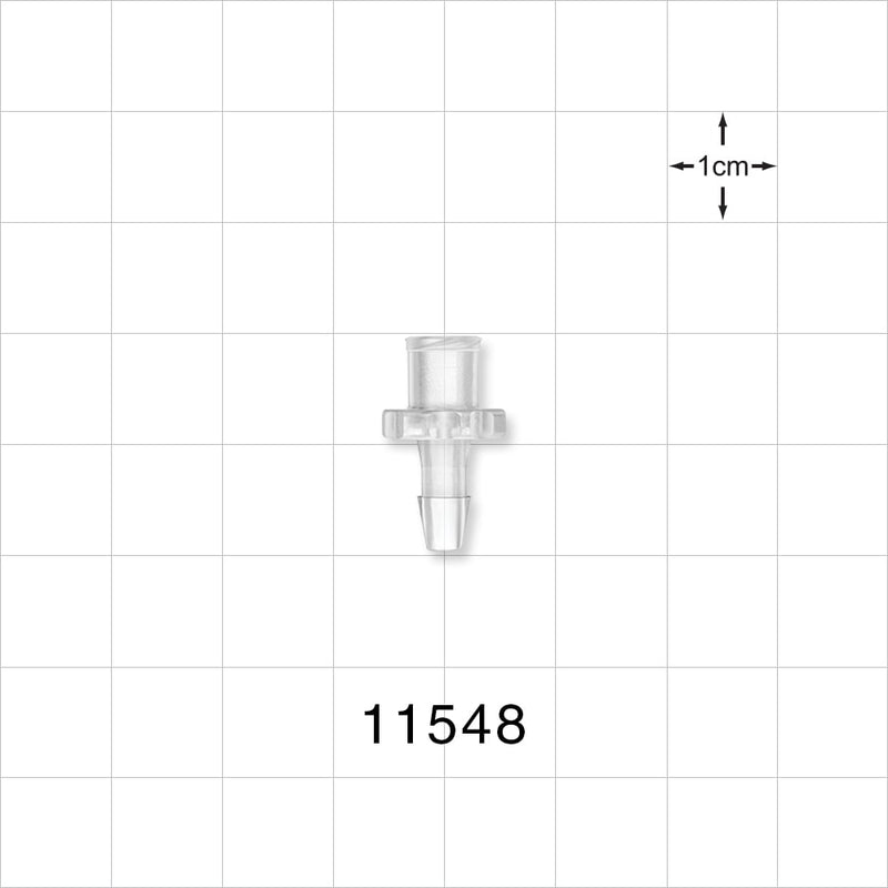 Female Luer Lock, Barbed, Clear - Fits 1/8 inch ID Tubing (0.125 inch, 3.18 mm) - 11548