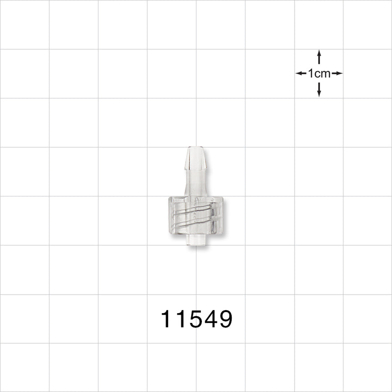 Male Luer Lock, Barbed, Clear - Fits 1/8 inch ID Tubing (0.125 inch, 3.18 mm) - 11549