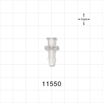 Female Luer Lock, Barbed, Clear - Fits 5/32 inch ID Tubing (0.156 inch, 3.97 mm) - 11550