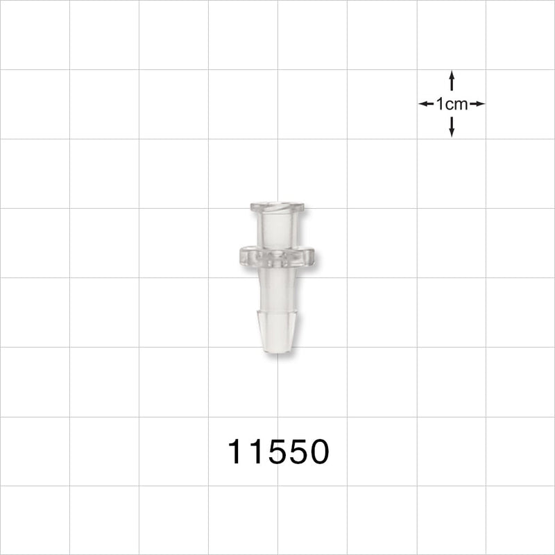 Female Luer Lock, Barbed, Clear - Fits 5/32 inch ID Tubing (0.156 inch, 3.97 mm) - 11550