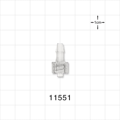 Male Luer Lock, Barbed, Clear - Fits 5/32 inch ID Tubing (0.156 inch, 3.97 mm) - 11551