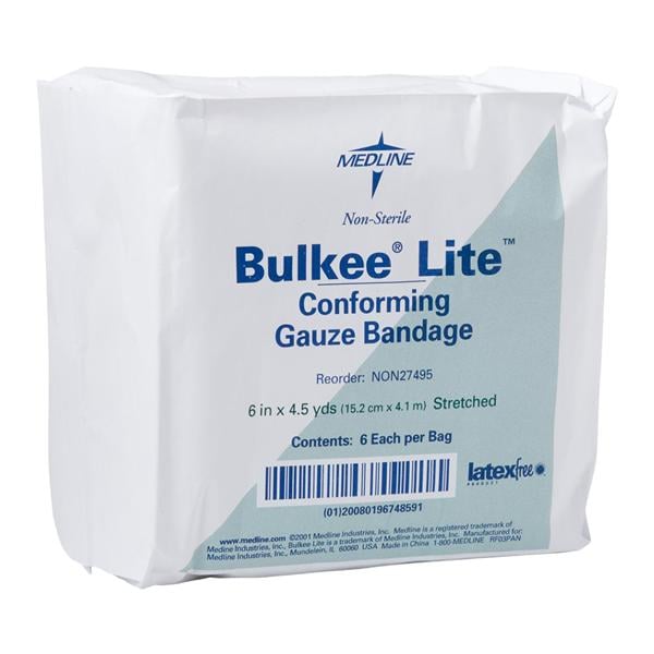 Medline Industries Inc -Bulkee Lite Gauze Bandage Cotton 6"x4.4yd 3 Ply Non-Sterile 48/Case NON27495