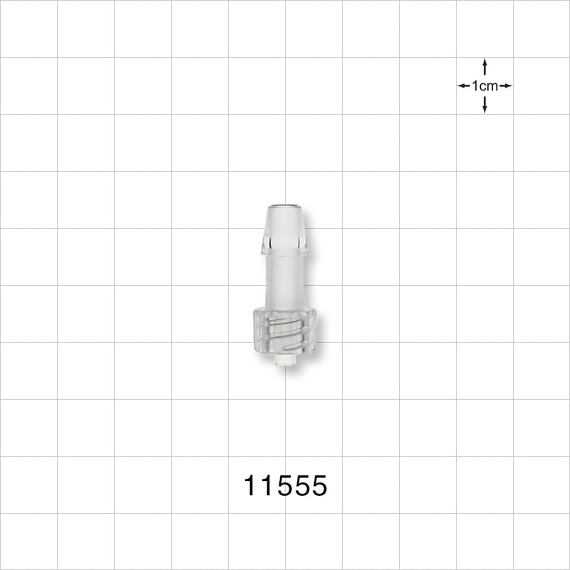 Male Luer Lock, Barbed, Clear - Fits 1/4 inch ID Tubing (0.25 inch, 6.35 mm) - 11555