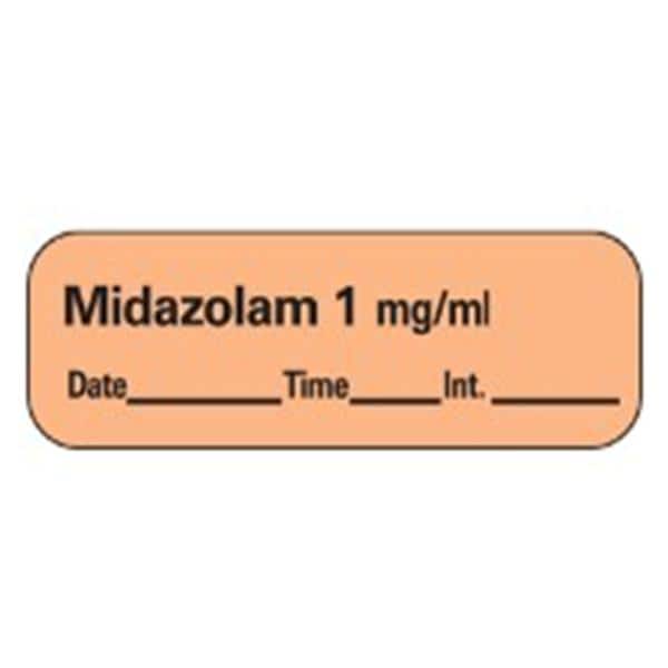 Precision Dynamics Corp. Anesthesia Label DTI Midazolam 1mg/mL Orange 1-1/2x1/2" 600/Rl - LAN-120D1