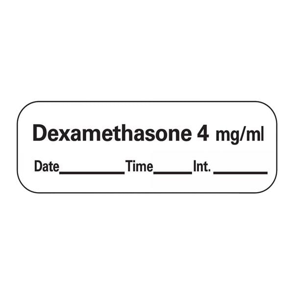 Precision Dynamics Corp. Anesthesia Label DTI Dexamethasone 4mg/mL White 1-1/2x1/2" 600/Rl - LAN-132D4