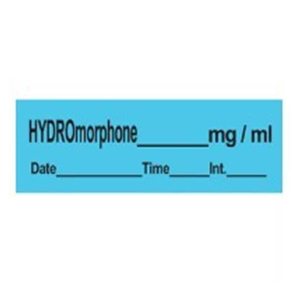 Precision Dynamics Corp. Anesthesia Label DTI Hydromorphone mg/ml Blue 1-1/2x1/2" 600/Rl - LAN-16