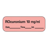 Precision Dynamics Corp. Anesthesia Label DTI Rocuronium 10 mg/mL Fluorescent Red 1-1/2x1/2" 600/Rl - LAN-161D10