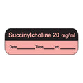 Precision Dynamics Corp. Anesthesia Label DTI Succinylcholine 20mg/mL Fluorescent Red 1-1/2x1/2" 600/Rl - LAN-20D20