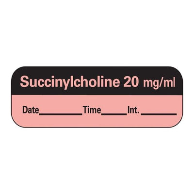 Precision Dynamics Corp. Anesthesia Label DTI Succinylcholine 20mg/mL Fluorescent Red 1-1/2x1/2" 600/Rl - LAN-20D20