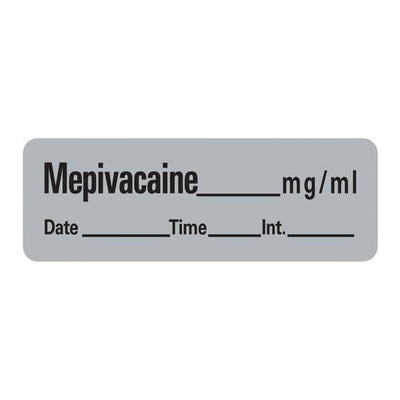 Precision Dynamics Corp. Anesthesia Label DTI Mepivacaine mg/ml Gray 1-1/2x1/2" 600/Rl - LAN-34