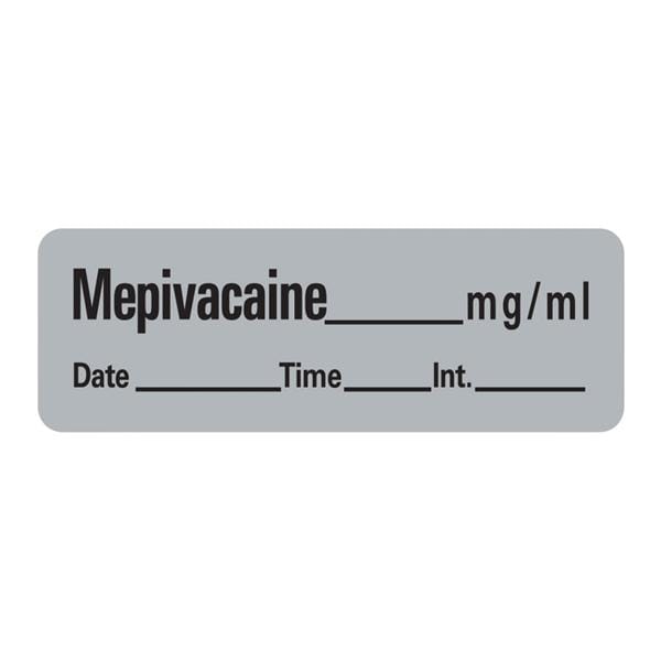 Precision Dynamics Corp. Anesthesia Label DTI Mepivacaine mg/ml Gray 1-1/2x1/2" 600/Rl - LAN-34