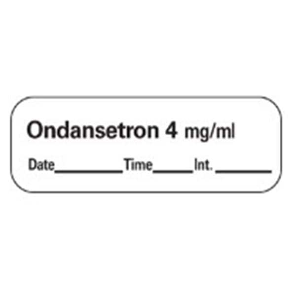 Precision Dynamics Corp. Anesthesia Label DTI Ondansetron 4mg/mL White 1-1/2x1/2" 600/Rl - LAN-55D4