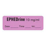 Precision Dynamics Corp. Anesthesia Label DTI Ephedrine 10mg/mL Violet 1-1/2x1/2" 600/Rl - LAN-5D10