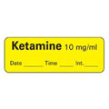 Precision Dynamics Corp. Anesthesia Label DTI Ketamine 10mg/ml Yellow 600/Rl - LAN-60D10