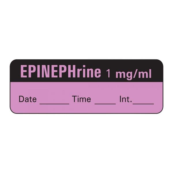 Precision Dynamics Corp. Anesthesia Label DTI Epinephrine 1mg/mL Violet 1-1/2x1/2" 600/Rl - LAN-6D1