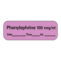 Precision Dynamics Corp. Anesthesia Label DTI Phenylephrine 100mcg/mL Violet 1-1/2x1/2" 600/Rl - LAN-81D100