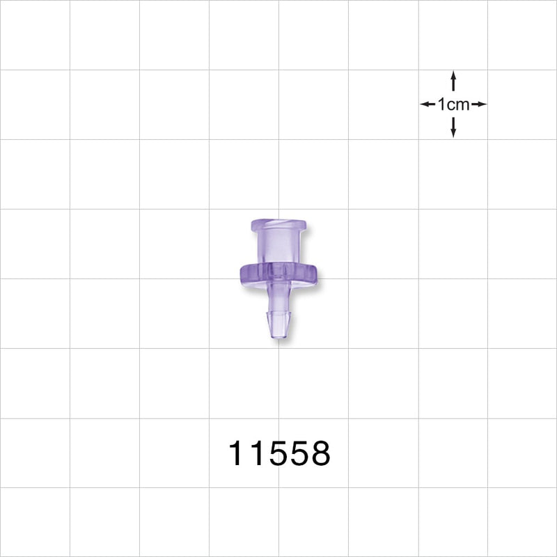 Female Luer Lock, Barbed, Clear - Fits 3/32 inch ID Tubing (0.094 inch, 2.38 mm) - 11558