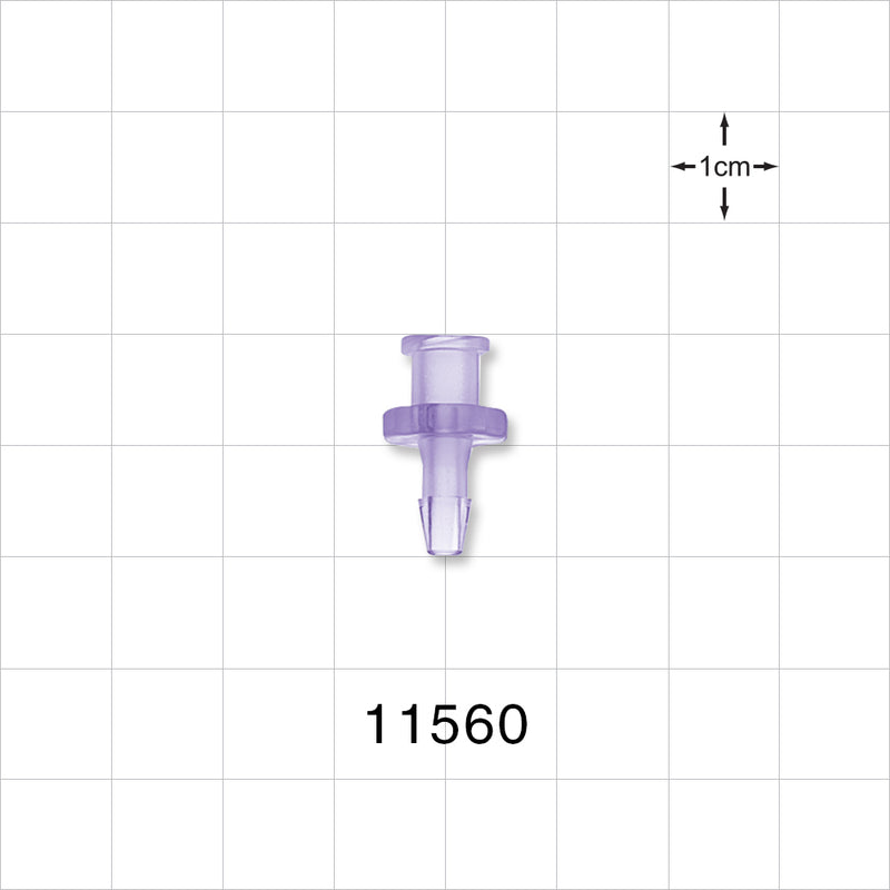 Female Luer Lock, Barbed, Clear - Fits 1/8 inch ID Tubing (0.125 inch, 3.18 mm) - 11560