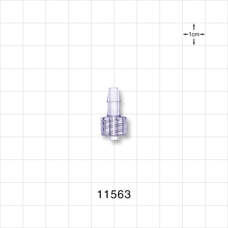 Male Luer Lock, Barbed, Clear - Fits 5/32 inch ID Tubing (0.156 inch, 3.97 mm) - 11563
