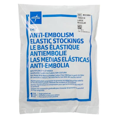 Medline Industries Inc -EMS Anti-Embolism Stocking Thigh High Open Toe Large 14-17" White MDS160864