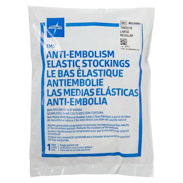 Medline Industries Inc -EMS Anti-Embolism Stocking Thigh High Open Toe Large 14-17" White MDS160864
