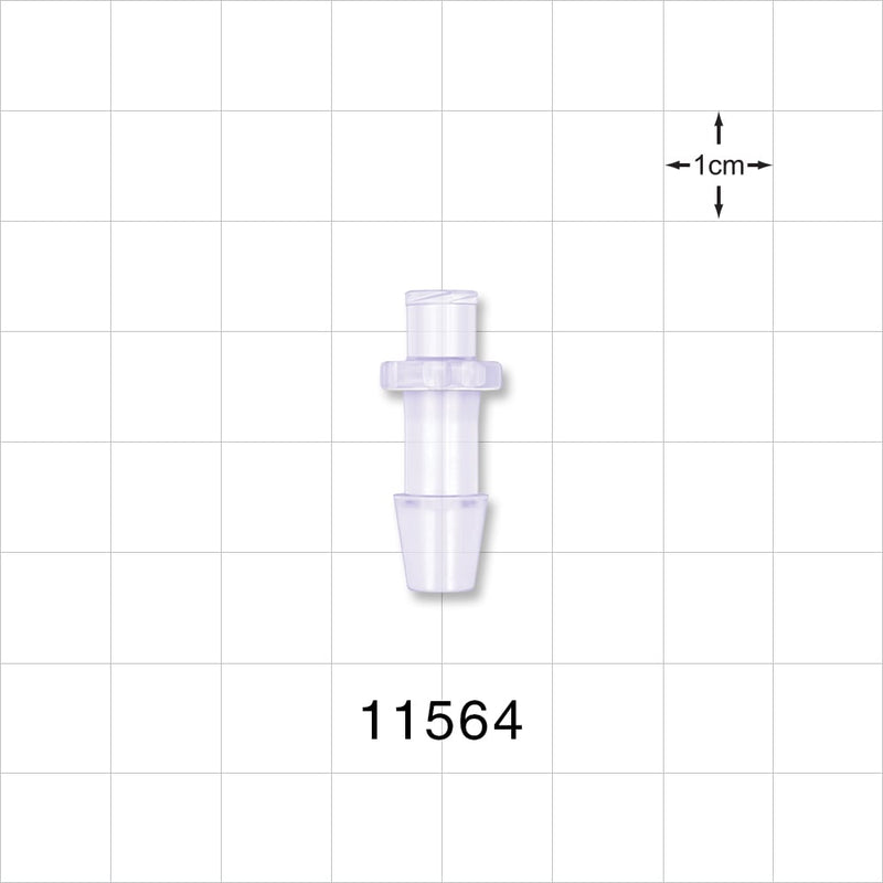 Female Luer Lock, Barbed, Clear - Fits 3/16 inch ID Tubing (0.188 inch, 4.76 mm) - 11564