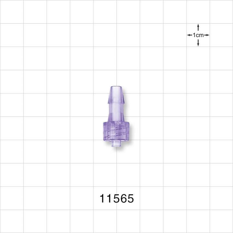 Male Luer Lock, Barbed, Clear - Fits 3/16 inch ID Tubing (0.188 inch, 4.76 mm) - 11565