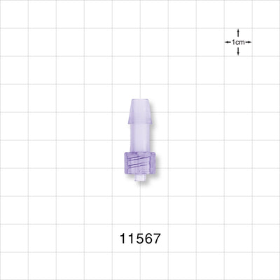 Male Luer Lock, Barbed, Clear - Fits 1/4 inch ID Tubing (0.25 inch, 6.35 mm) - 11567