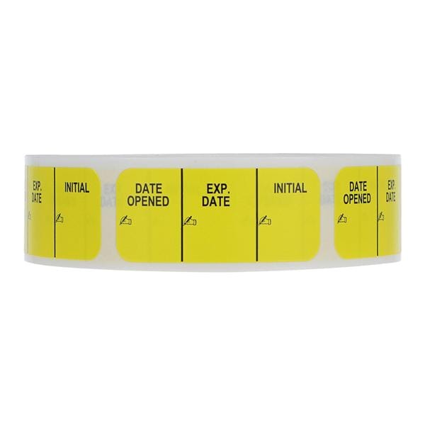 Health Care Logistics Label Date Opened/Exp.Date/Initial Yellow English 1-1/2x5/8" 1000/Package - 17638