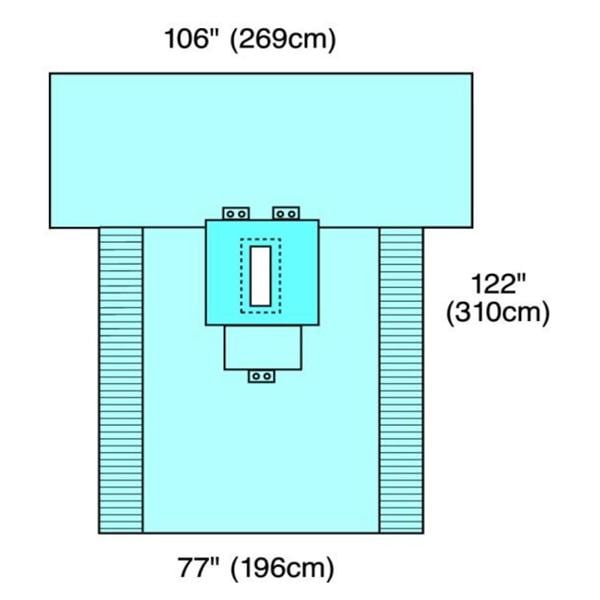 Medline Industries Inc 16x77x122" Sterile Laparotomy Drape 4x12" Fenestrated - BXT29410