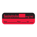 Precision Dynamics Corp. Anesthesia Label DTI Succinylcholine mg/ml Fluorescent Red 1-1/2x1/2" Each - LAN-20