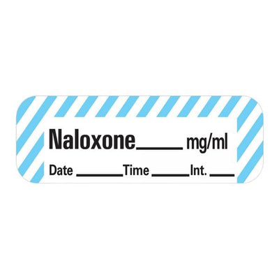 Precision Dynamics Corp. Anesthesia Label DTI Naloxone mg/ml White/Blue 1-1/2x1/2" 600/Rl - LANS-14