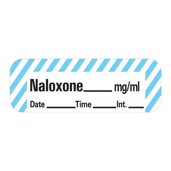 Precision Dynamics Corp. Anesthesia Label DTI Naloxone mg/ml White/Blue 1-1/2x1/2" 600/Rl - LANS-14