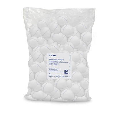 Dukal LLC Super Cotton Stick Sponge 1-1/2" Non-Sterile Round X-Ray Detectable LF - 75406