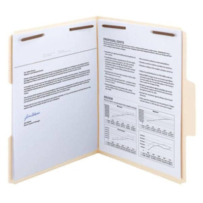 S&W Manufacturing a Smead Co File Folder Smead SuperTab 11-5/8x9-15/16" Manila with 1/3-Cut Tab/Position Fasteners 1&3 50/Box - 14535